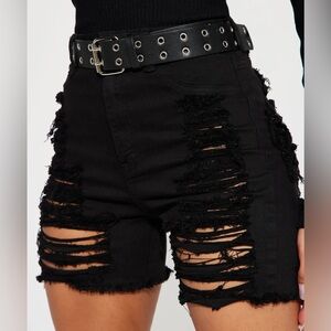 Fashion Nova Black Distressed Women Shorts size 1/25